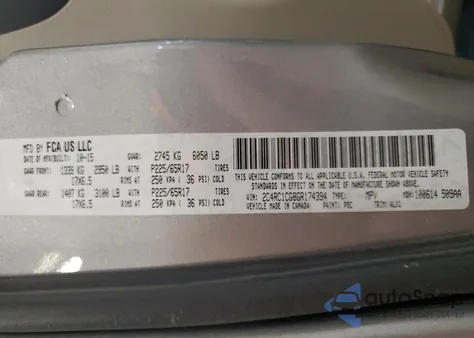 2016 Chrysler Town & Country Touring L из США, поврежденный, VIN 2C4RC1CG8GR174394